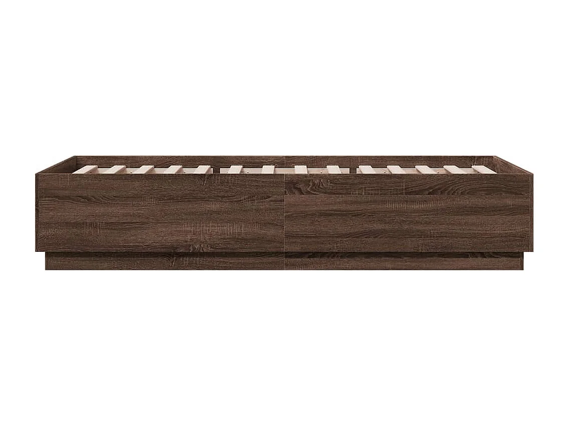 Cadre de lit avec lumières LED chêne marron 100x200