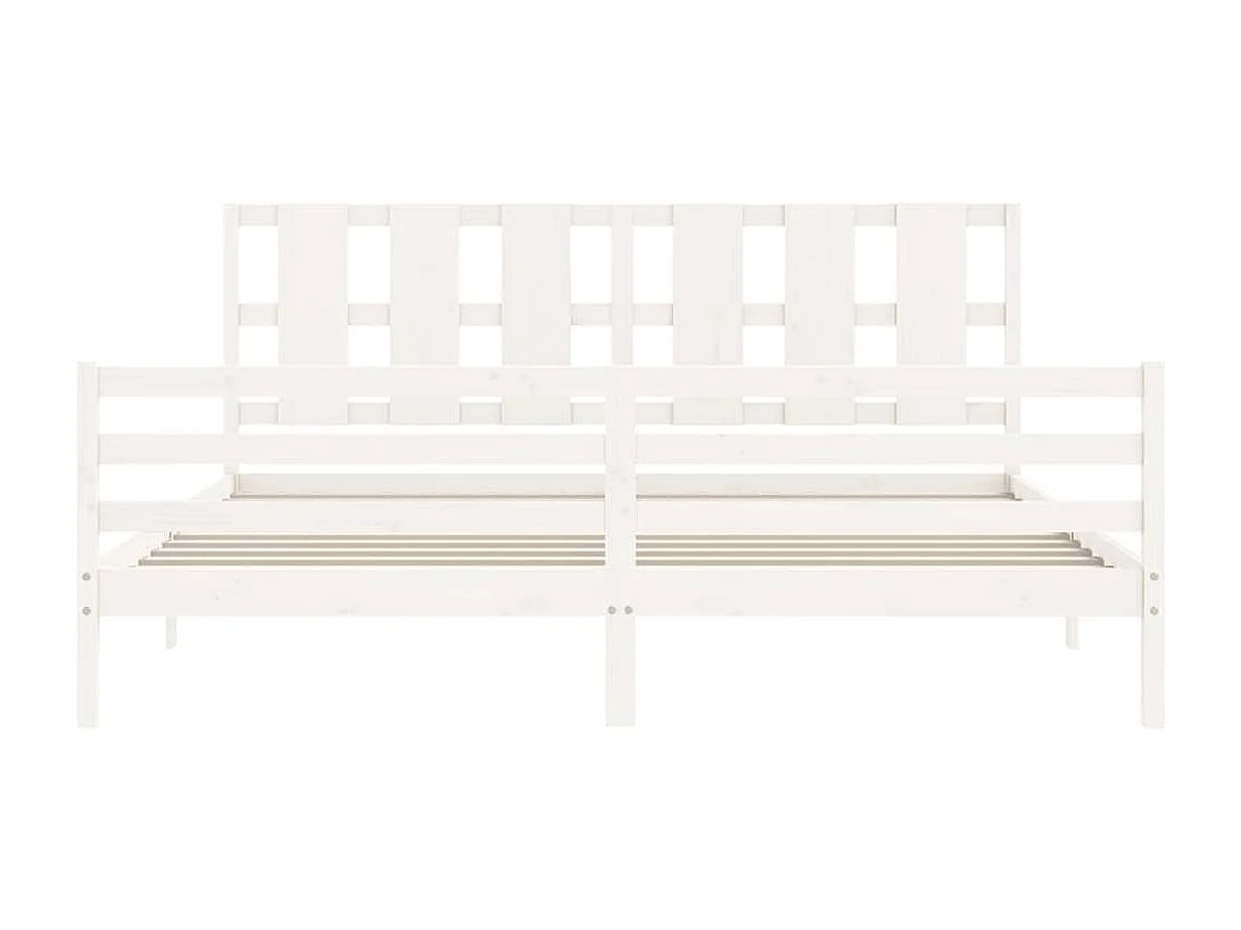 Cadre de lit avec tête de lit blanc 200x200 bois massif