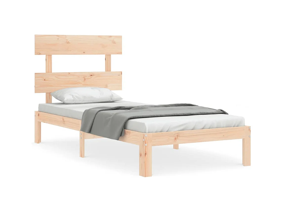 Cadre de lit avec tête de lit 90x200 bois massif