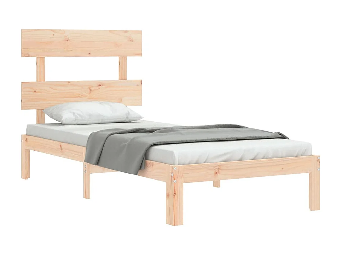 Bedframe met hoofdbord massief hout 90x200 cm