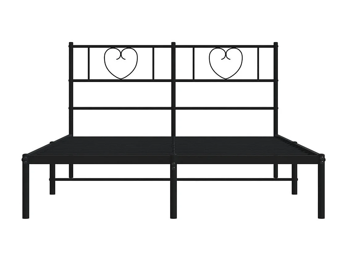 Cadre de lit métal avec tête de lit noir 120x200