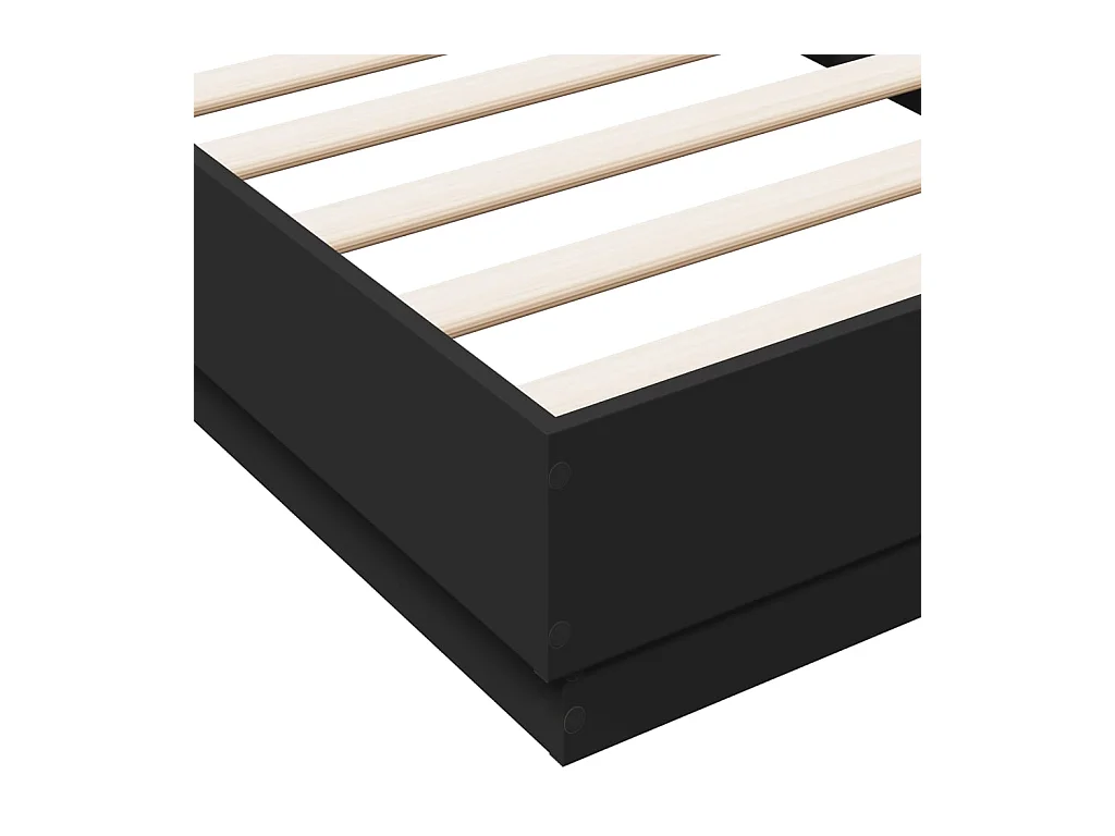 Cadre de lit avec lumières LED noir 90x190