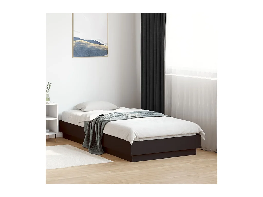 Cadre de lit avec lumières LED noir 90x190