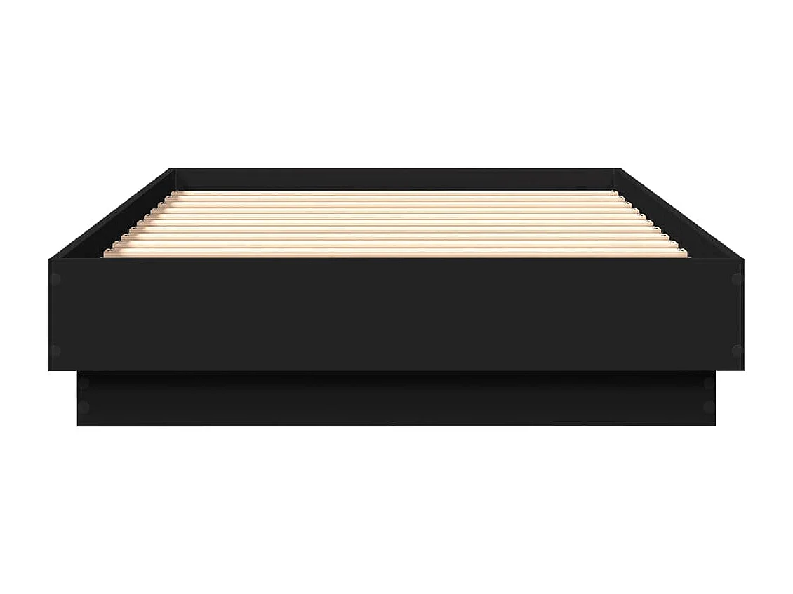 Cadre de lit avec lumières LED noir 90x190