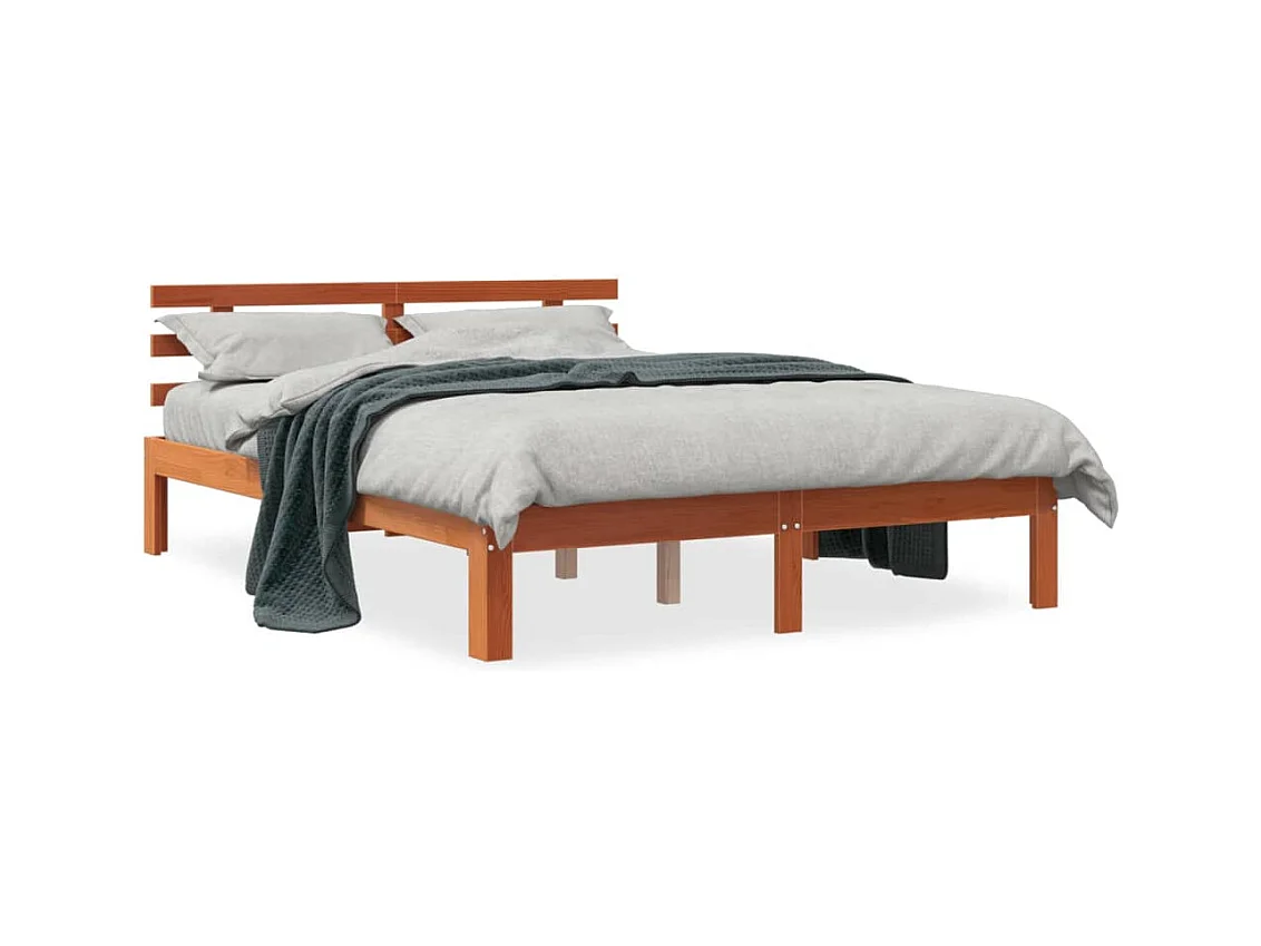 Cadre de lit avec tête de lit marron 120x190 bois de pin