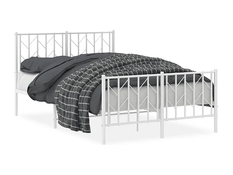 Cadre de lit métal avec tête de lit-pied de lit blanc 120x200