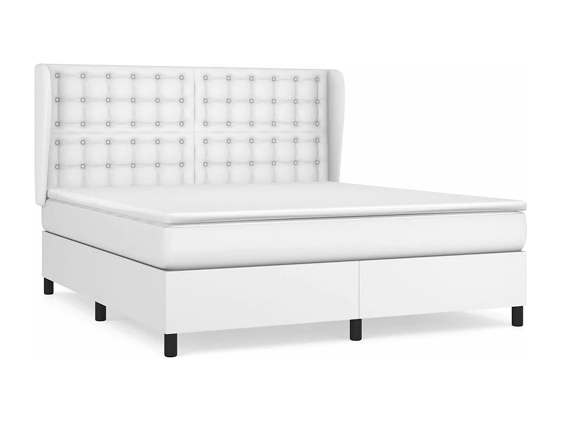 Sommier à lattes de lit avec matelas Blanc 160x200 Similicuir