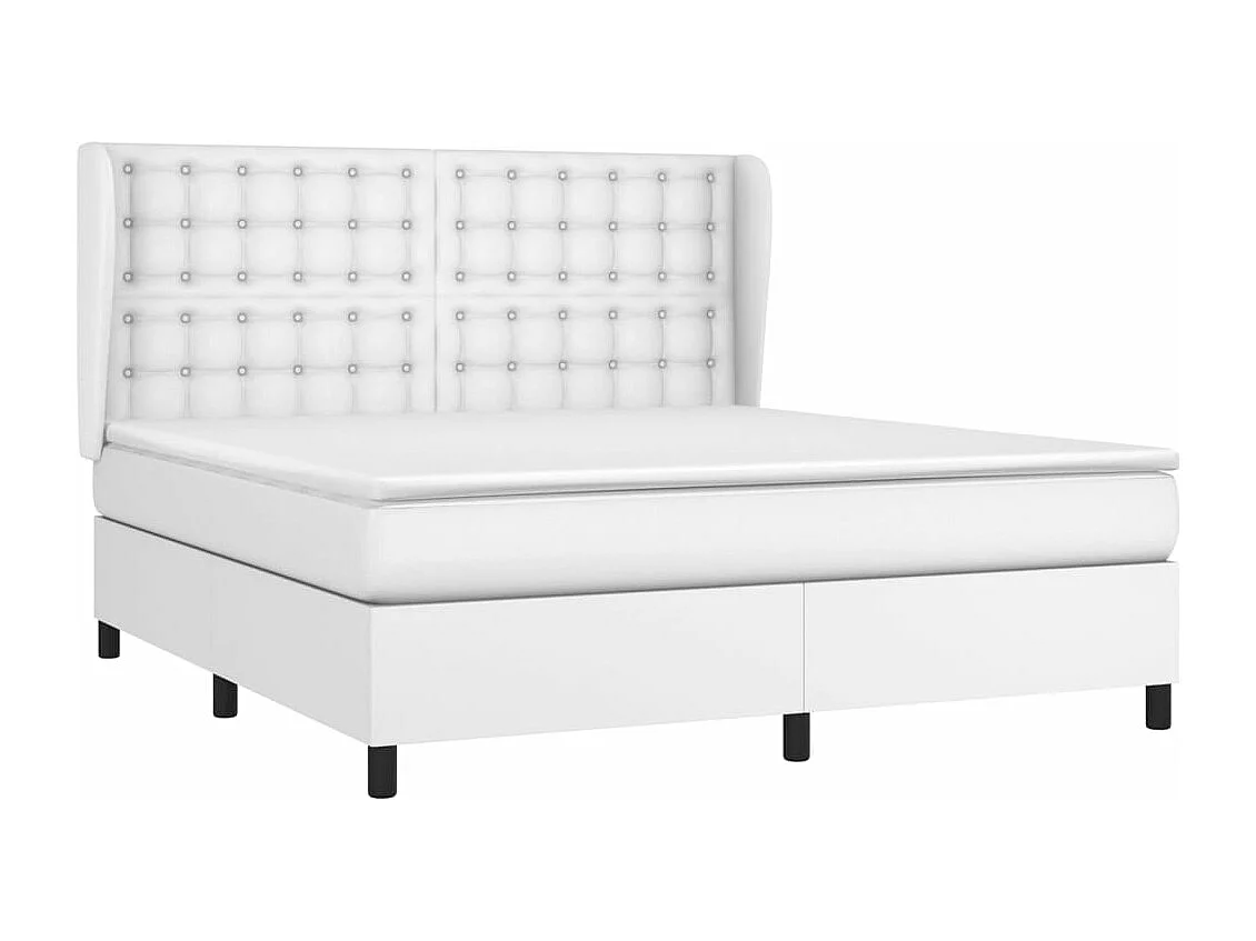 Sommier à lattes de lit avec matelas Blanc 160x200 Similicuir