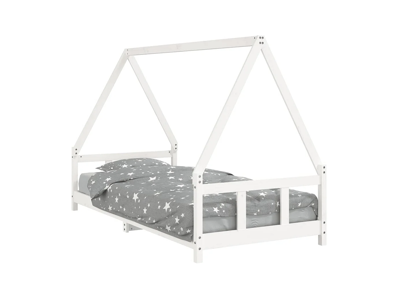 Cadre de lit pour enfants blanc 90x200 bois de pin massif