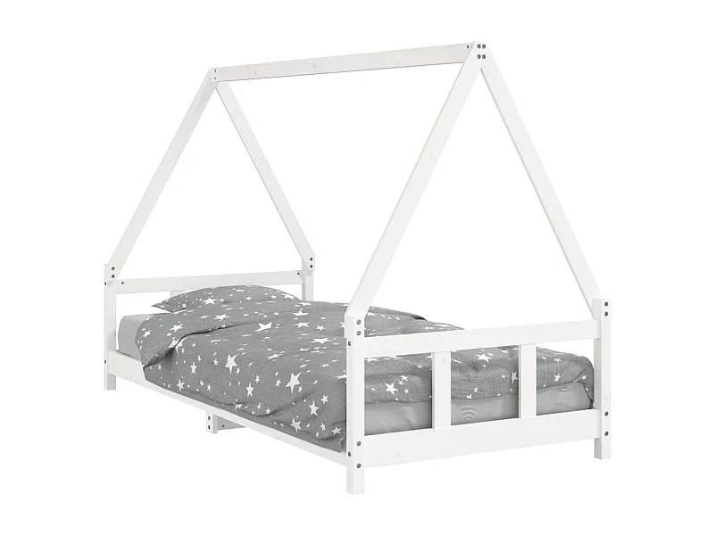 Cadre de lit pour enfants blanc 90x200 bois de pin massif
