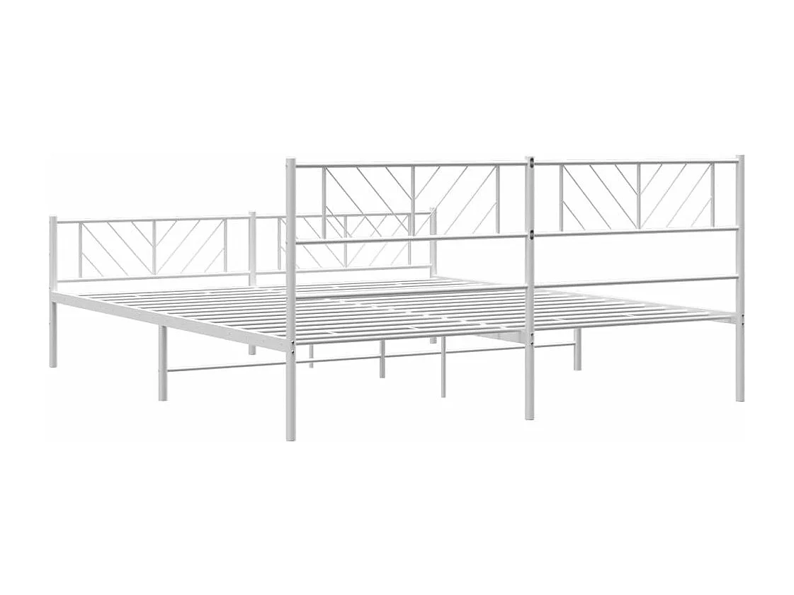 Cadre de lit métal avec tête de lit-pied de lit blanc 193x203