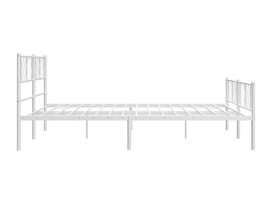 Cadre de lit métal avec tête de lit-pied de lit blanc 193x203