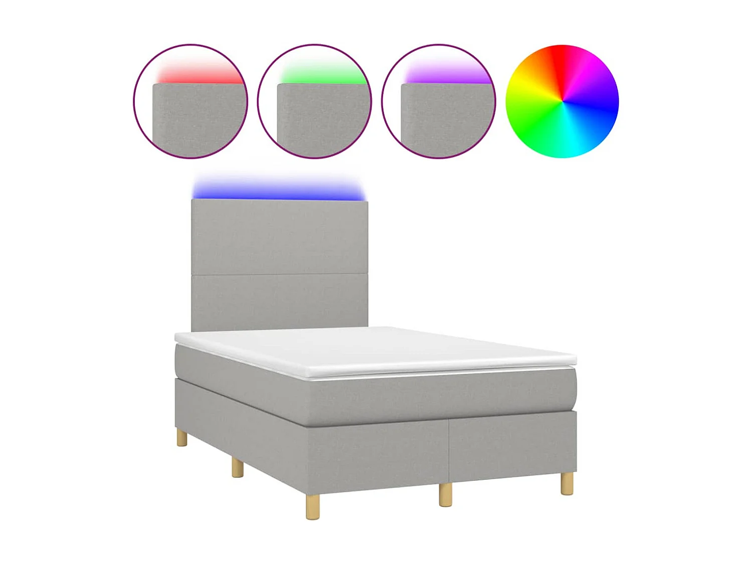 Sommier à lattes de lit matelas LED gris clair 120x190 tissu