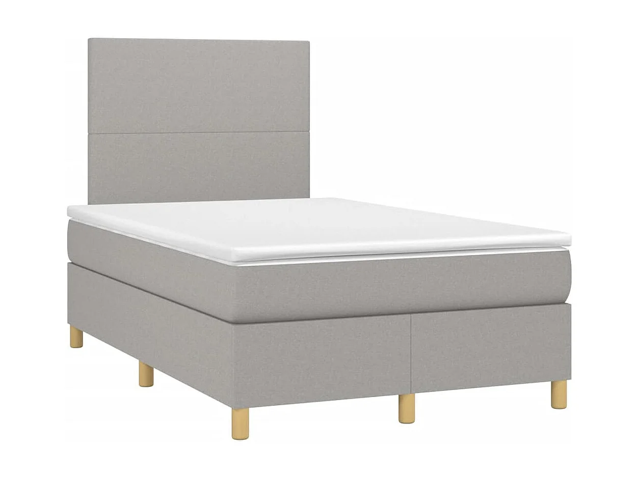 Sommier à lattes de lit matelas LED gris clair 120x190 tissu