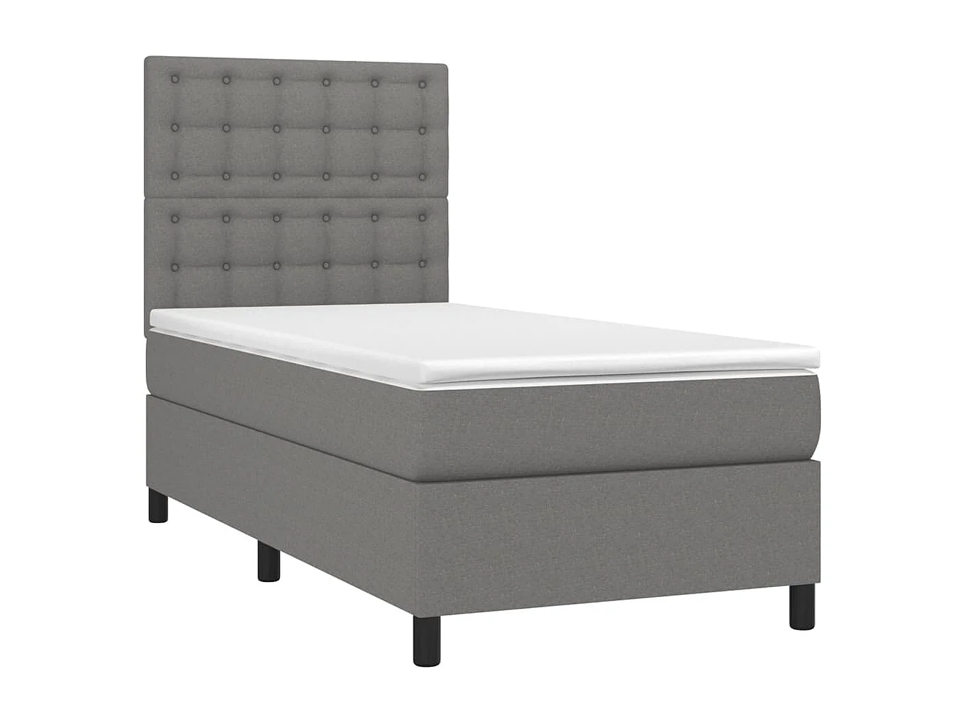Sommier à lattes de lit avec matelas et LED Gris foncé 90x190