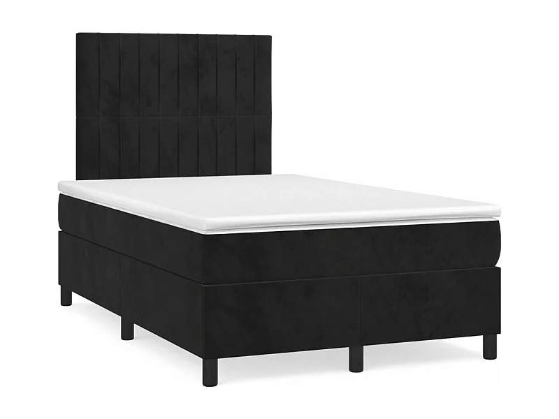 Sommier à lattes de lit avec matelas noir 120x190 velours