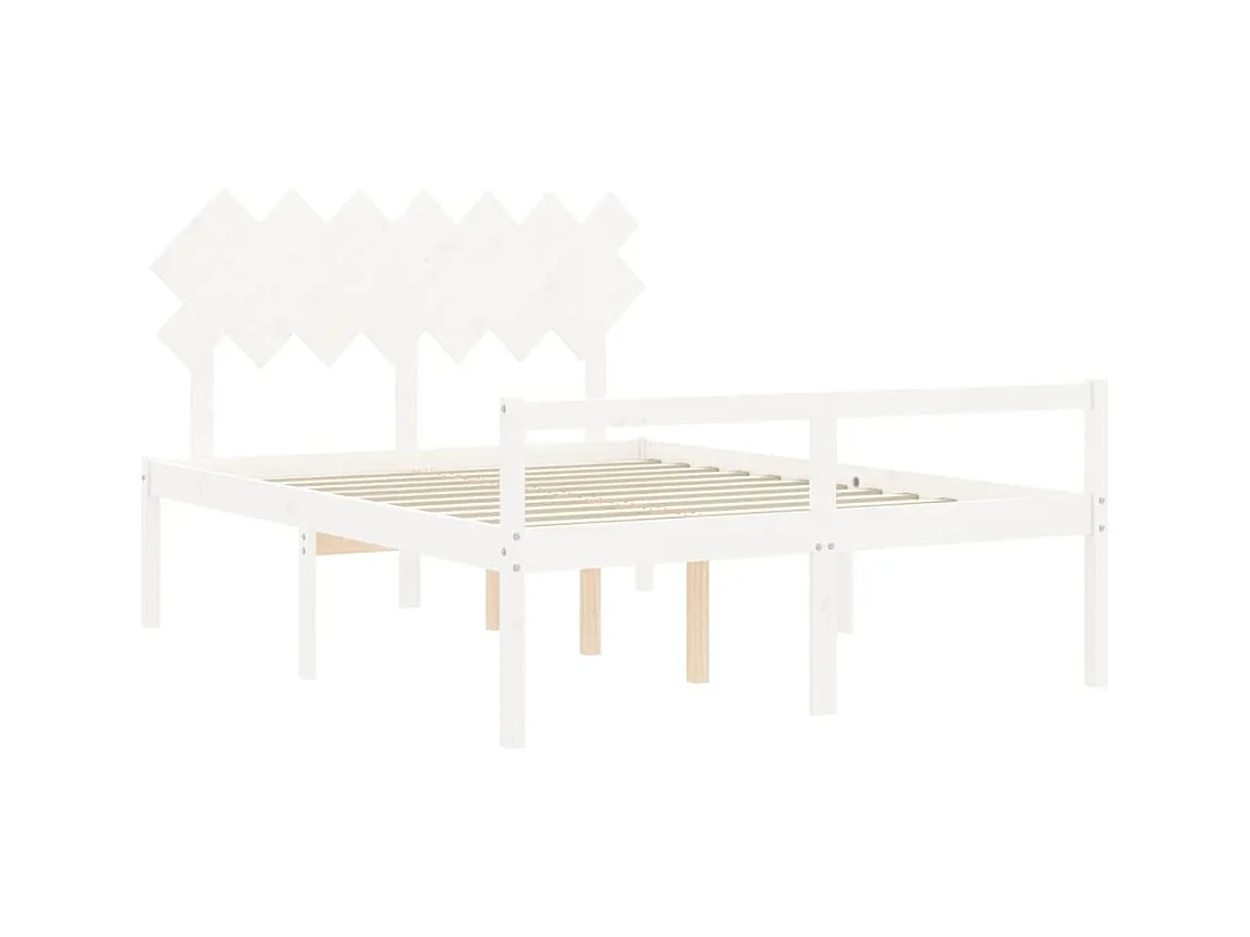 Seniorenbed met hoofdbord massief hout wit