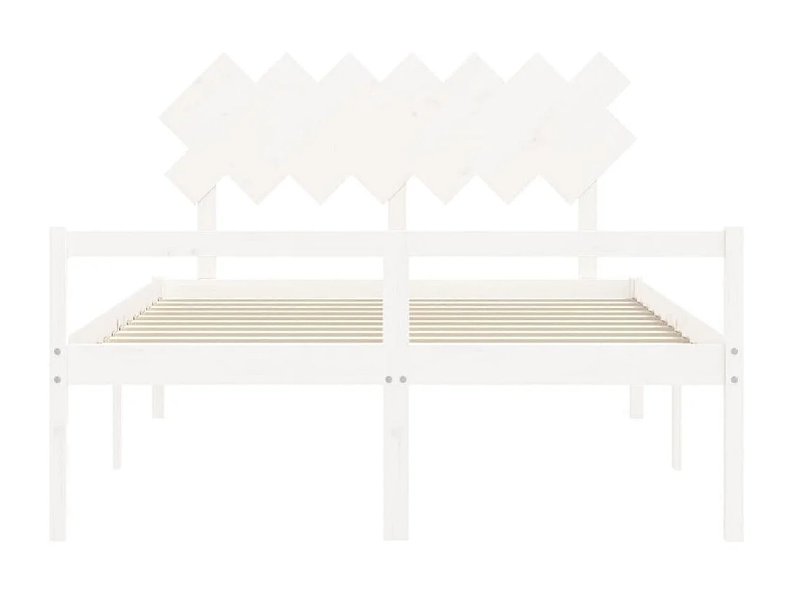 vidaXL Cama matrimonio personas mayores cabecero madera maciza blanco