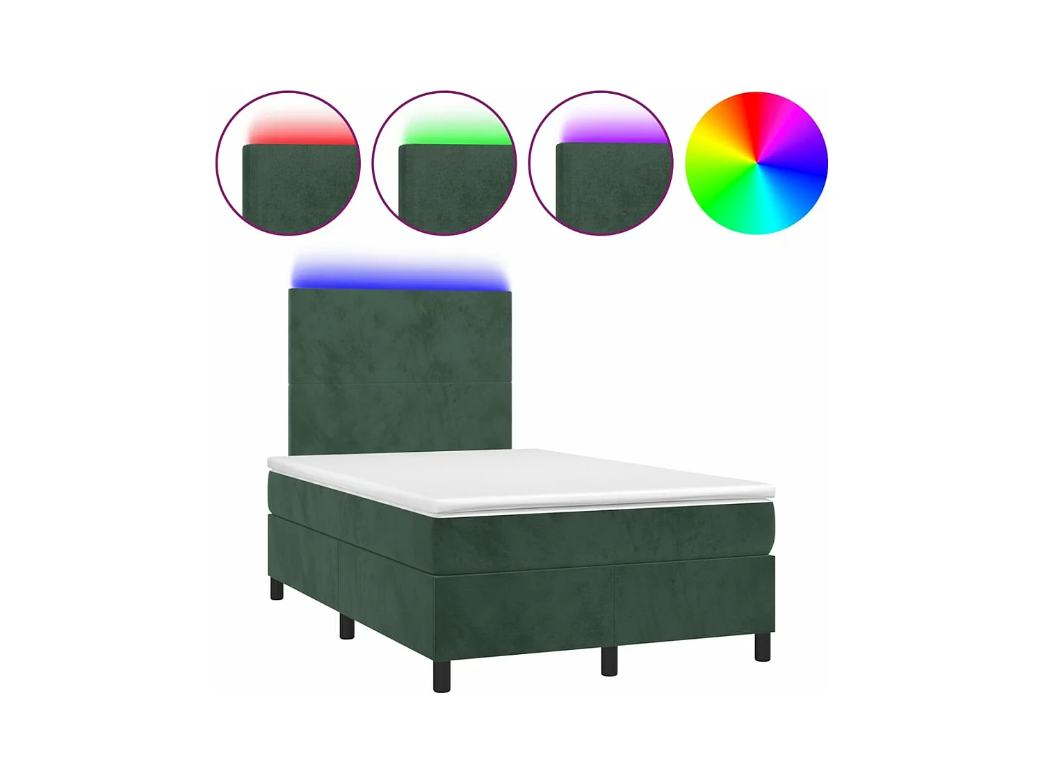 Sommier à lattes de lit avec matelas LED vert foncé 120x190