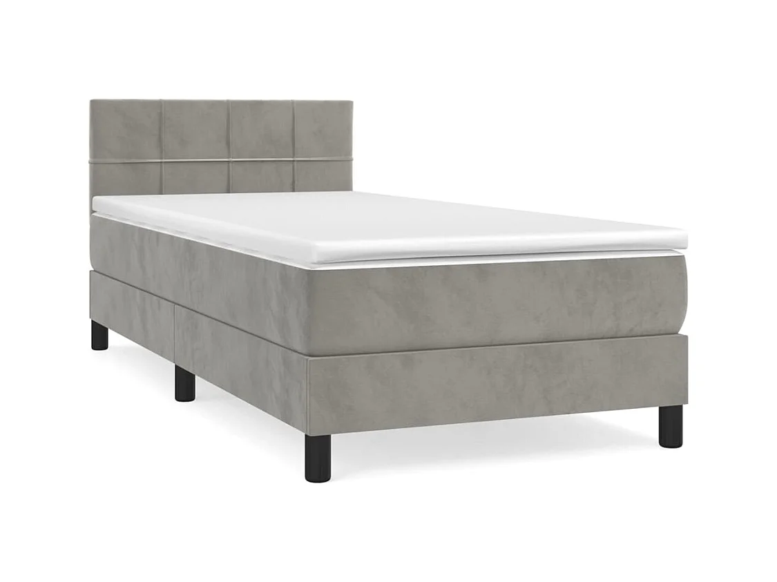 Sommier à lattes de lit et matelas Gris clair 80x200 Velours