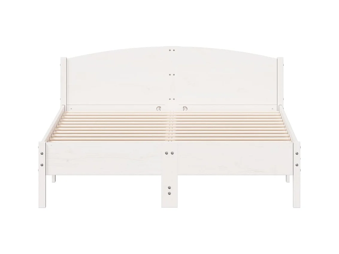 Cadre de lit avec tête de lit blanc 120x200 bois pin massif