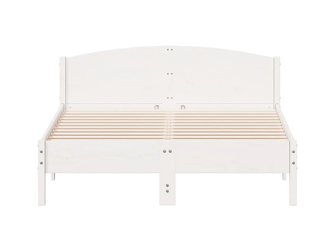 Cadre de lit avec tête de lit blanc 120x200 bois pin massif