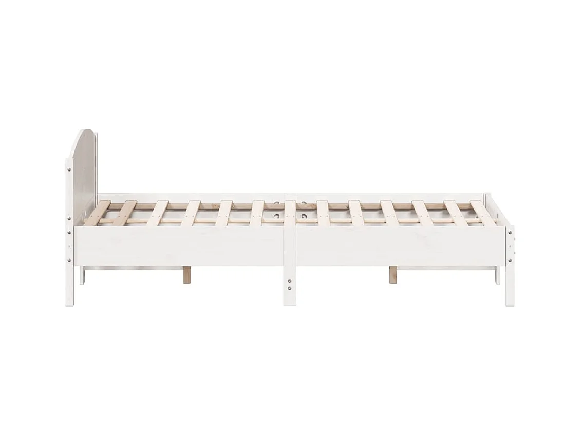 Cadre de lit avec tête de lit blanc 120x200 bois pin massif