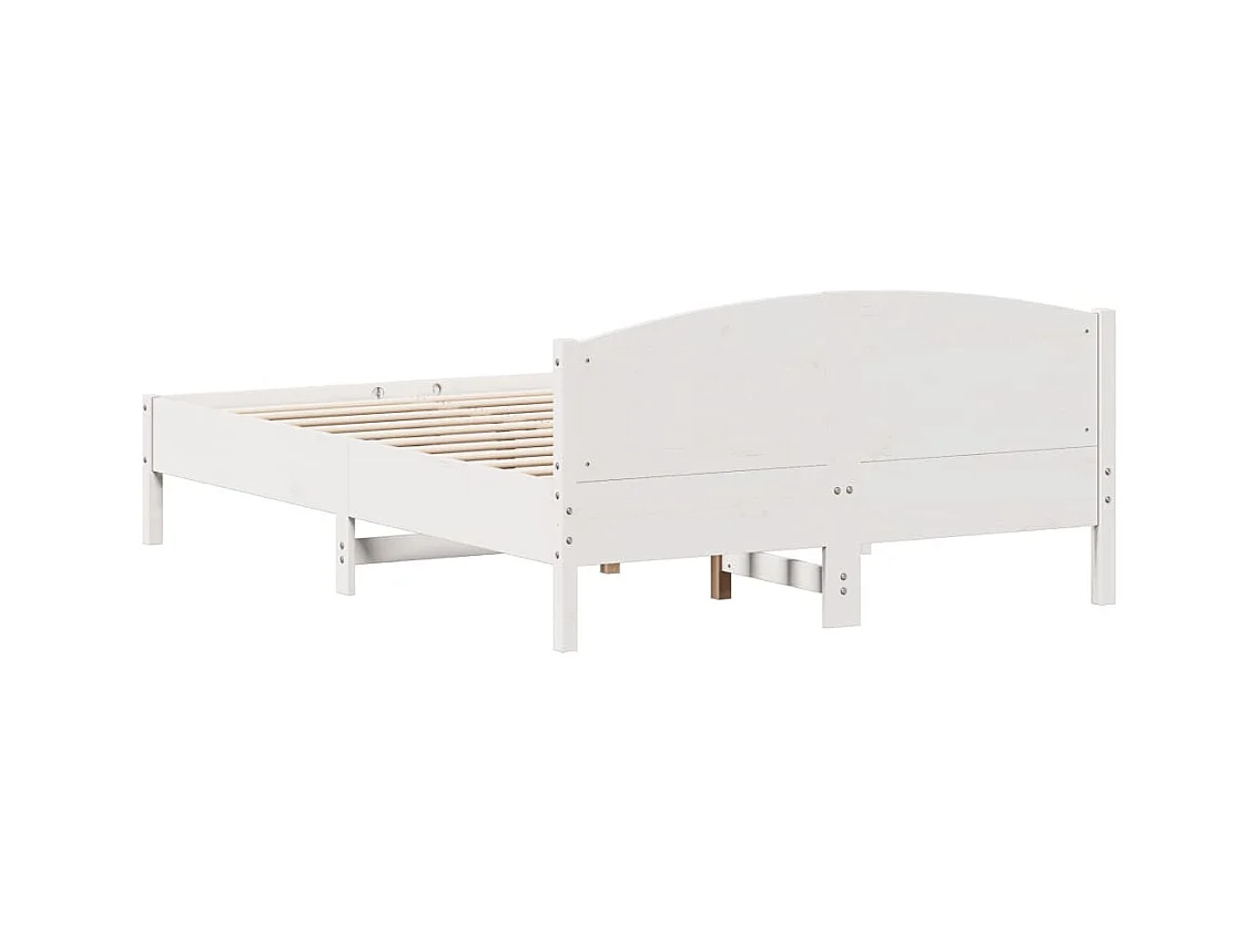 Cadre de lit avec tête de lit blanc 120x200 bois pin massif