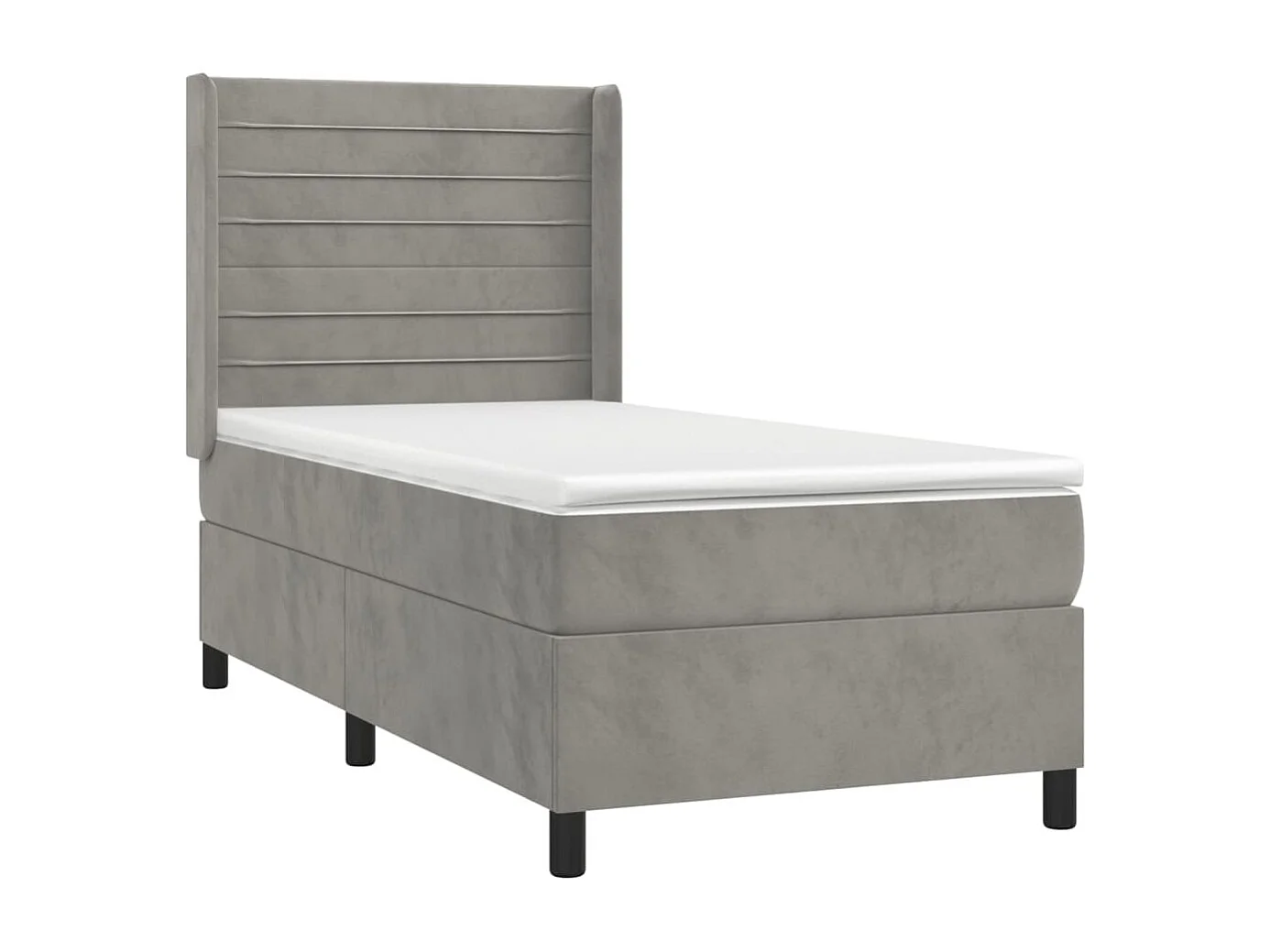 Sommier à lattes de lit et matelas Gris clair 90x190 Velours