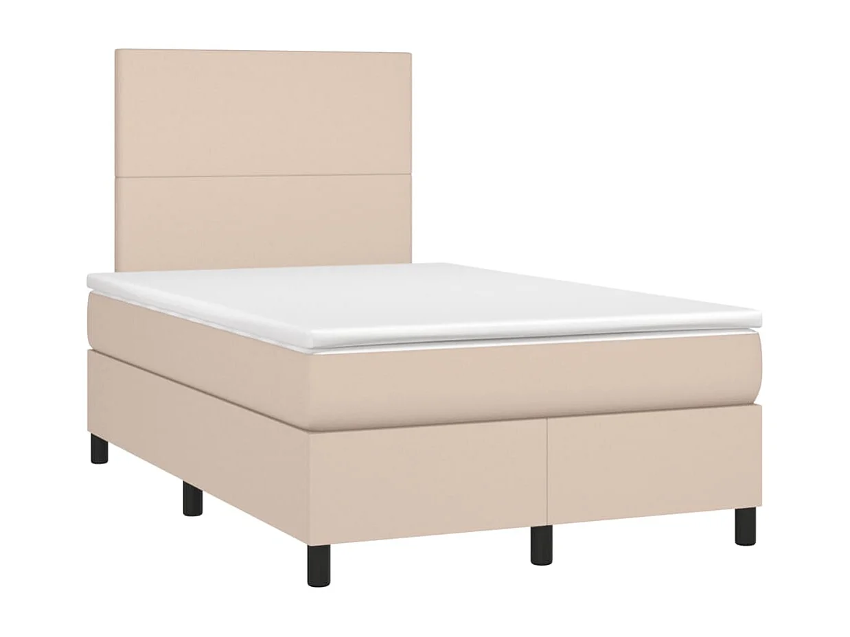 Sommier à lattes de lit matelas cappuccino 120x190 similicuir