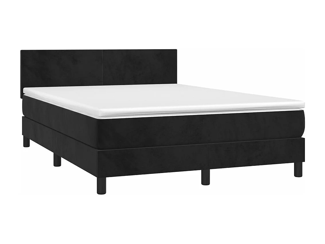 Sommier à lattes de lit avec matelas Noir 140x190 Velours