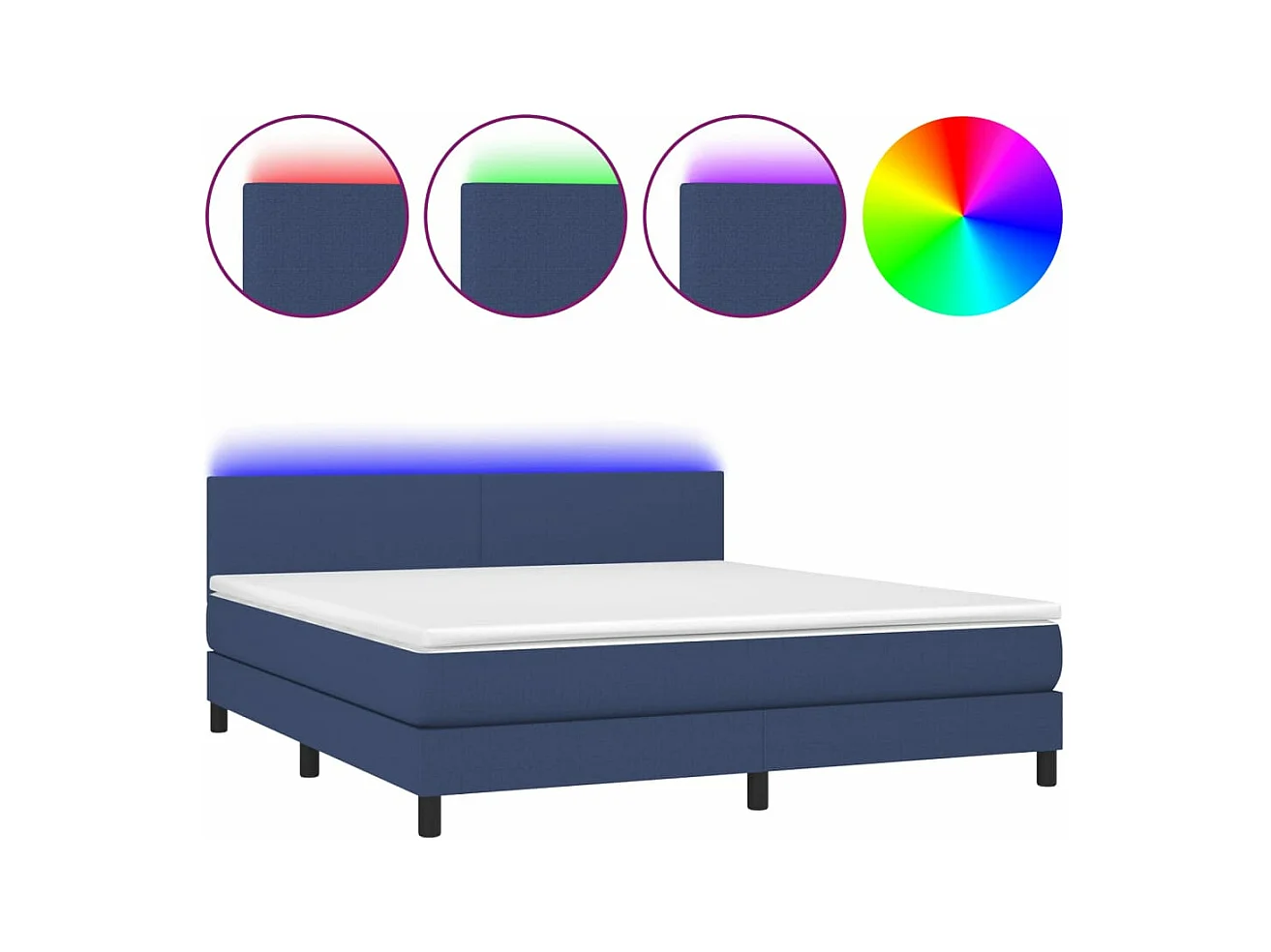 Sommier à lattes de lit avec matelas LED Bleu 160x200 Tissu