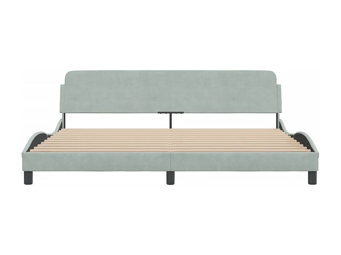 Cadre de lit avec tête de lit Gris clair 200x200 Velours