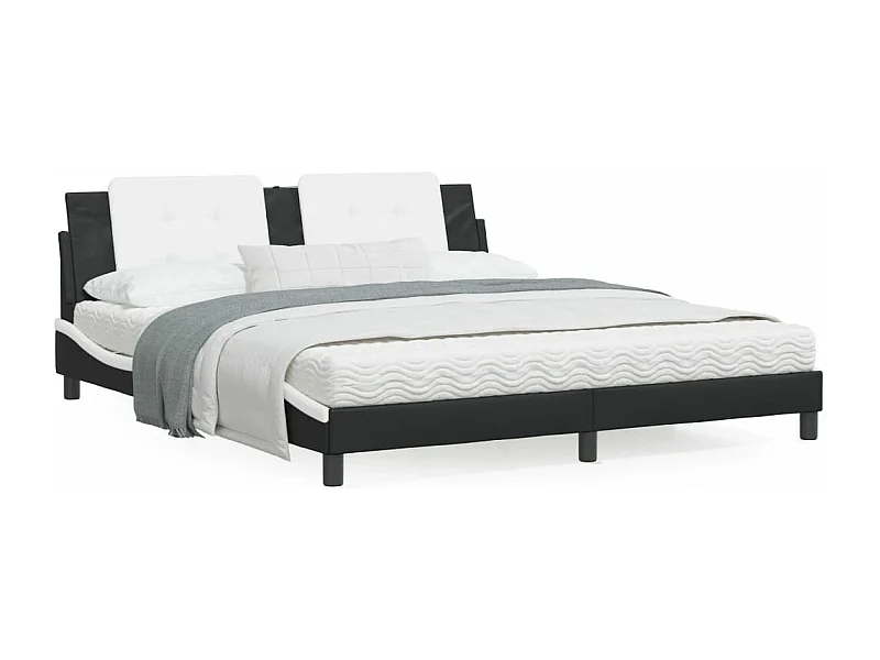 Lit avec matelas noir et blanc 180x200 similicuir