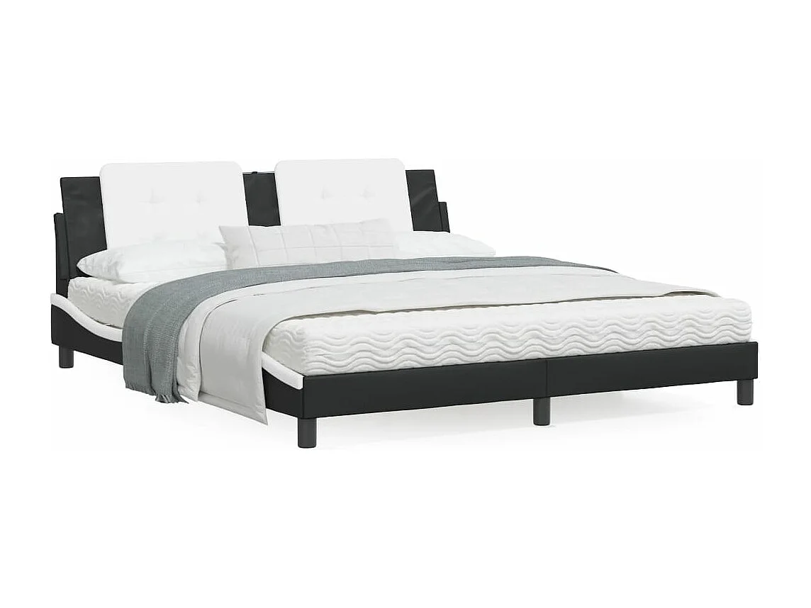 Lit avec matelas noir et blanc 180x200 similicuir