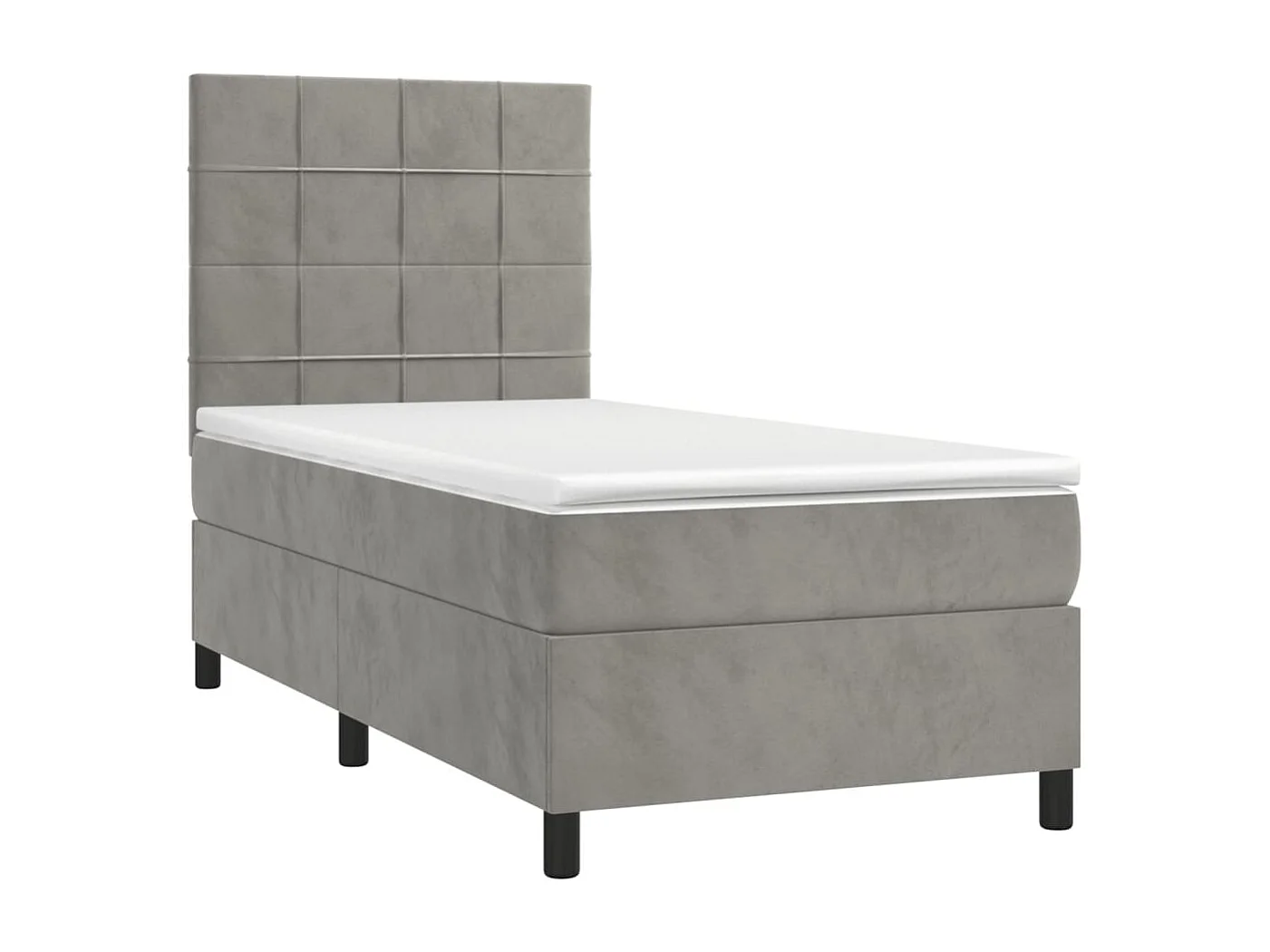 Sommier à lattes de lit et matelas Gris clair 100x200 Velours
