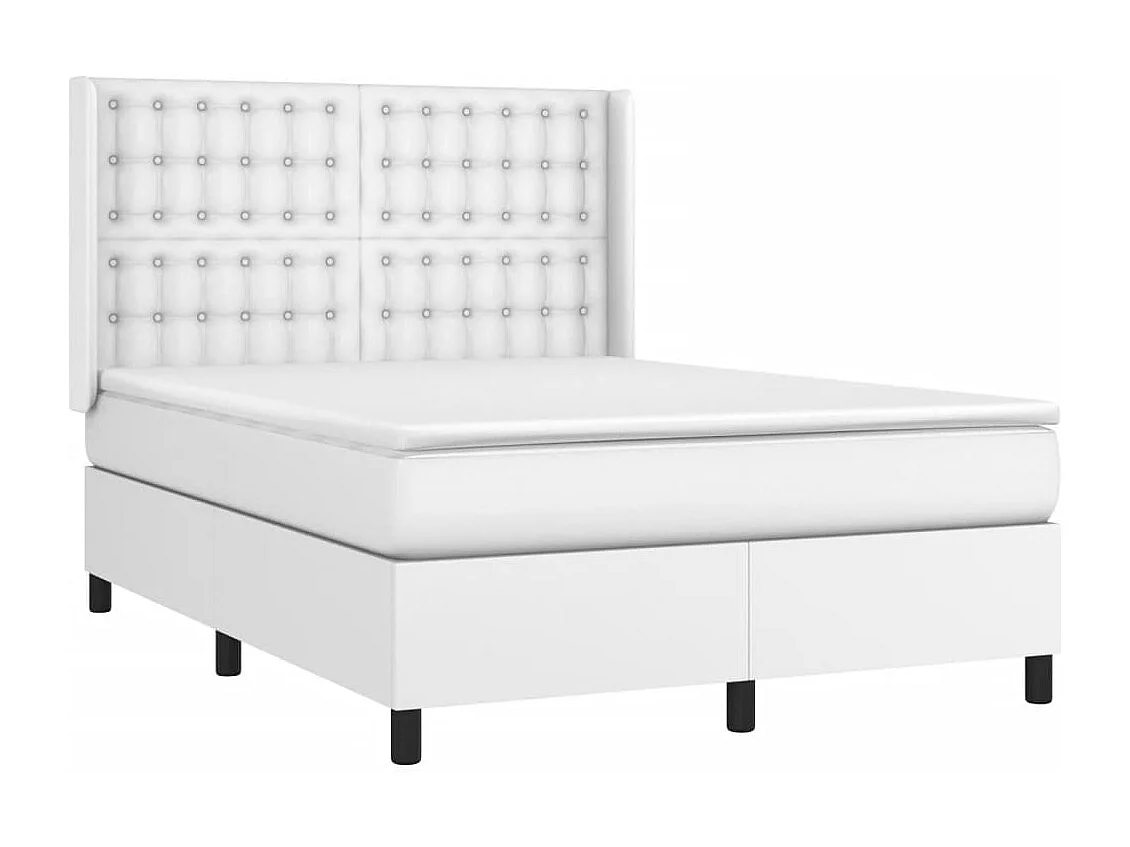 Sommier à lattes de lit matelas LED Blanc 140x200 Similicuir