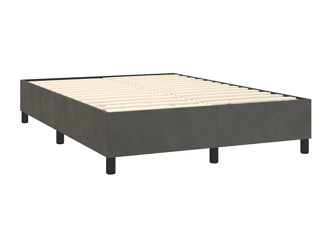 Sommier à lattes de lit et matelas Gris foncé 140x190 Velours