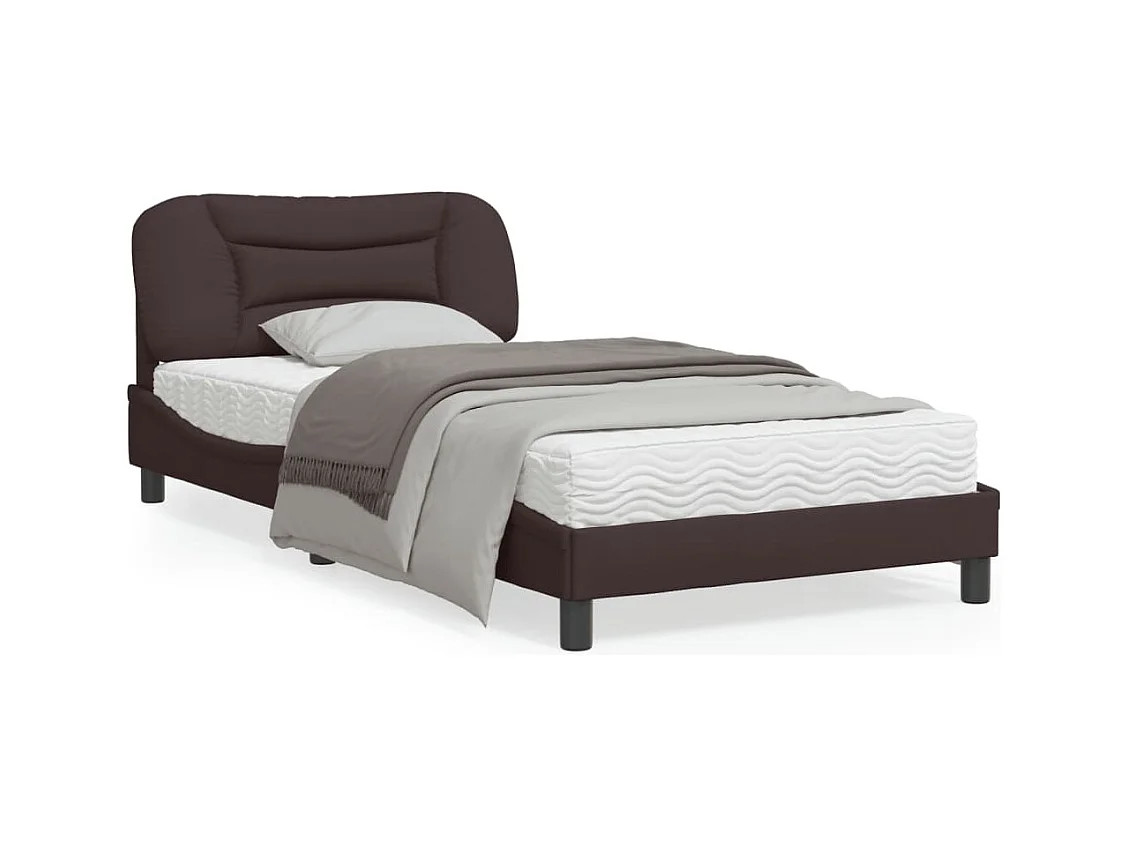 Cadre de lit avec tête de lit Marron foncé 100x200 Tissu