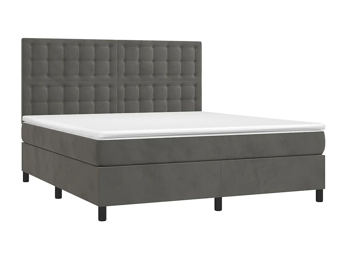 Lit à sommier tapissier et matelas Gris foncé 180x200 Velours 2