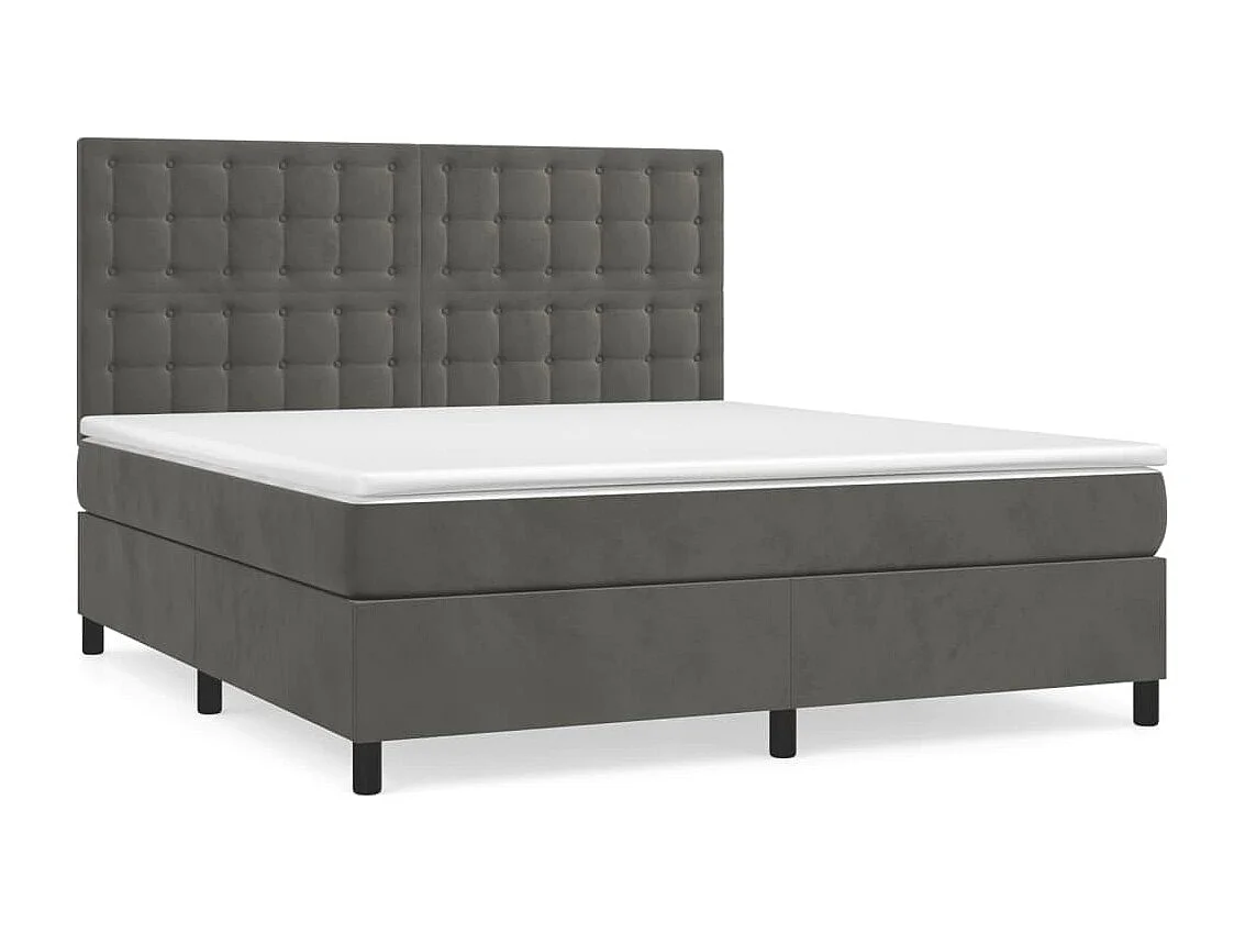 Lit à sommier tapissier et matelas Gris foncé 180x200 Velours 2