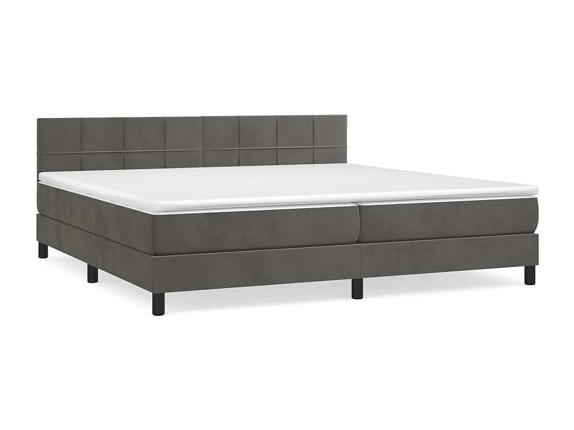 Sommier à lattes de lit et matelas Gris foncé 200x200 Velours