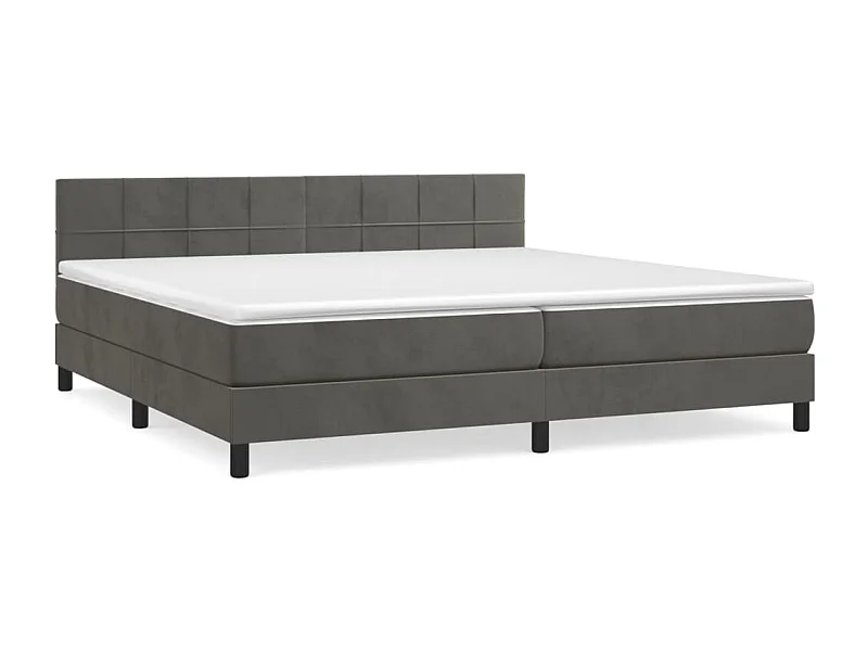 Sommier à lattes de lit et matelas Gris foncé 200x200 Velours