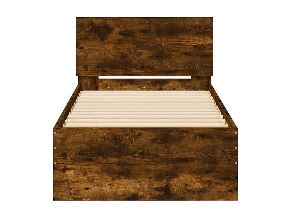 Cadre de lit tête de lit chêne fumé 75x190 bois ingénierie