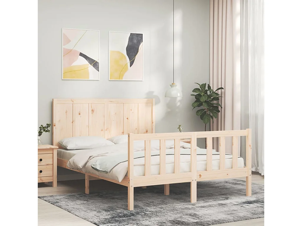 Cadre de lit avec tête de lit 140x200 bois massif