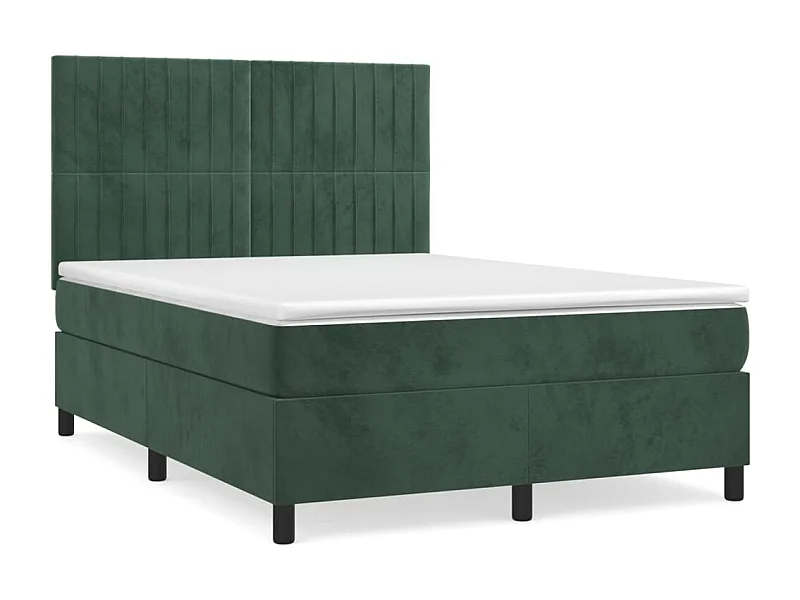 Sommier à lattes de lit et matelas Vert foncé 140x190 Velours