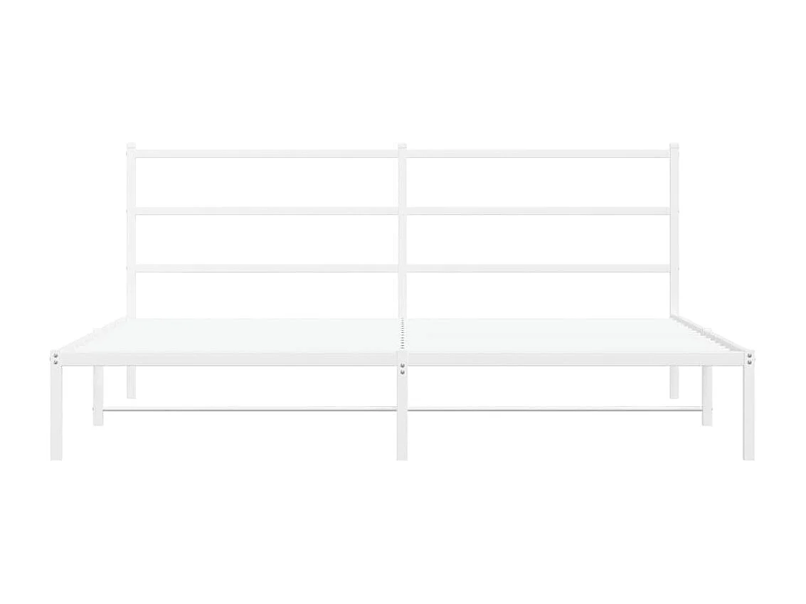 Cadre de lit métal avec tête de lit blanc 183x213