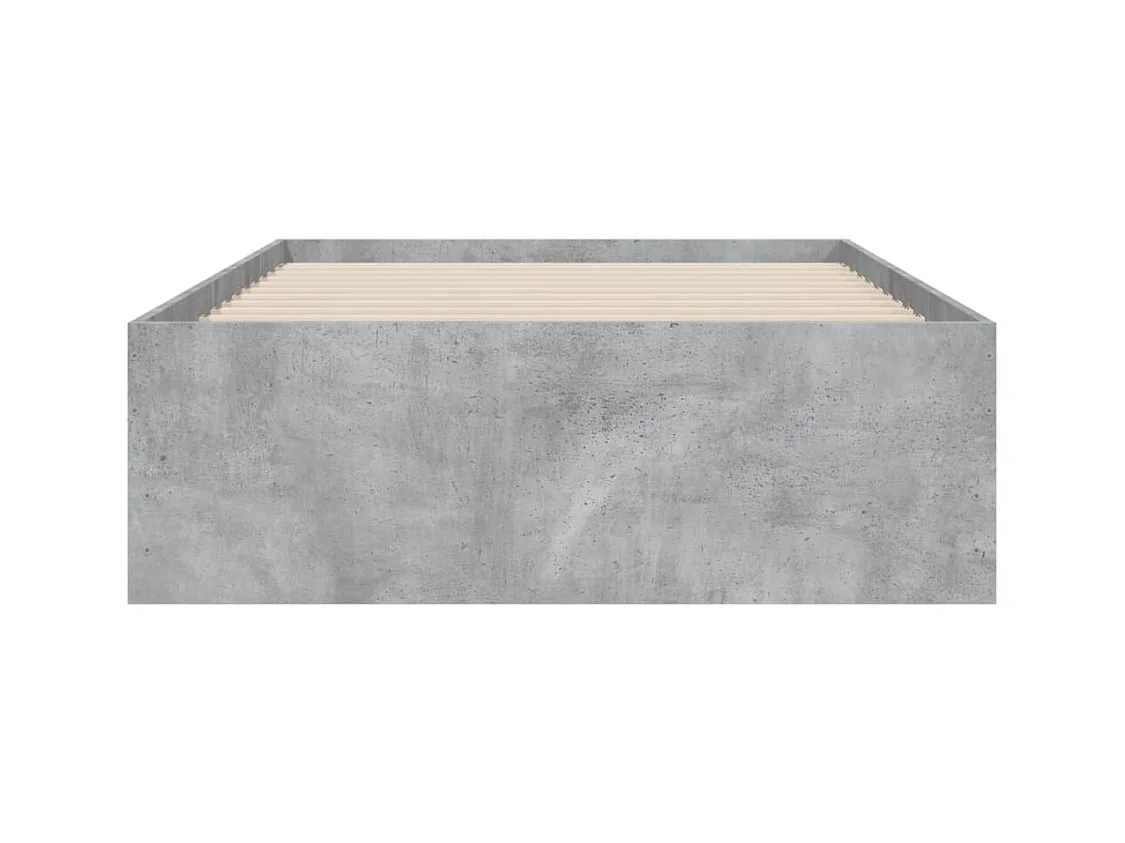 Cadre de lit et tiroirs gris béton 75x190 bois d'ingénierie
