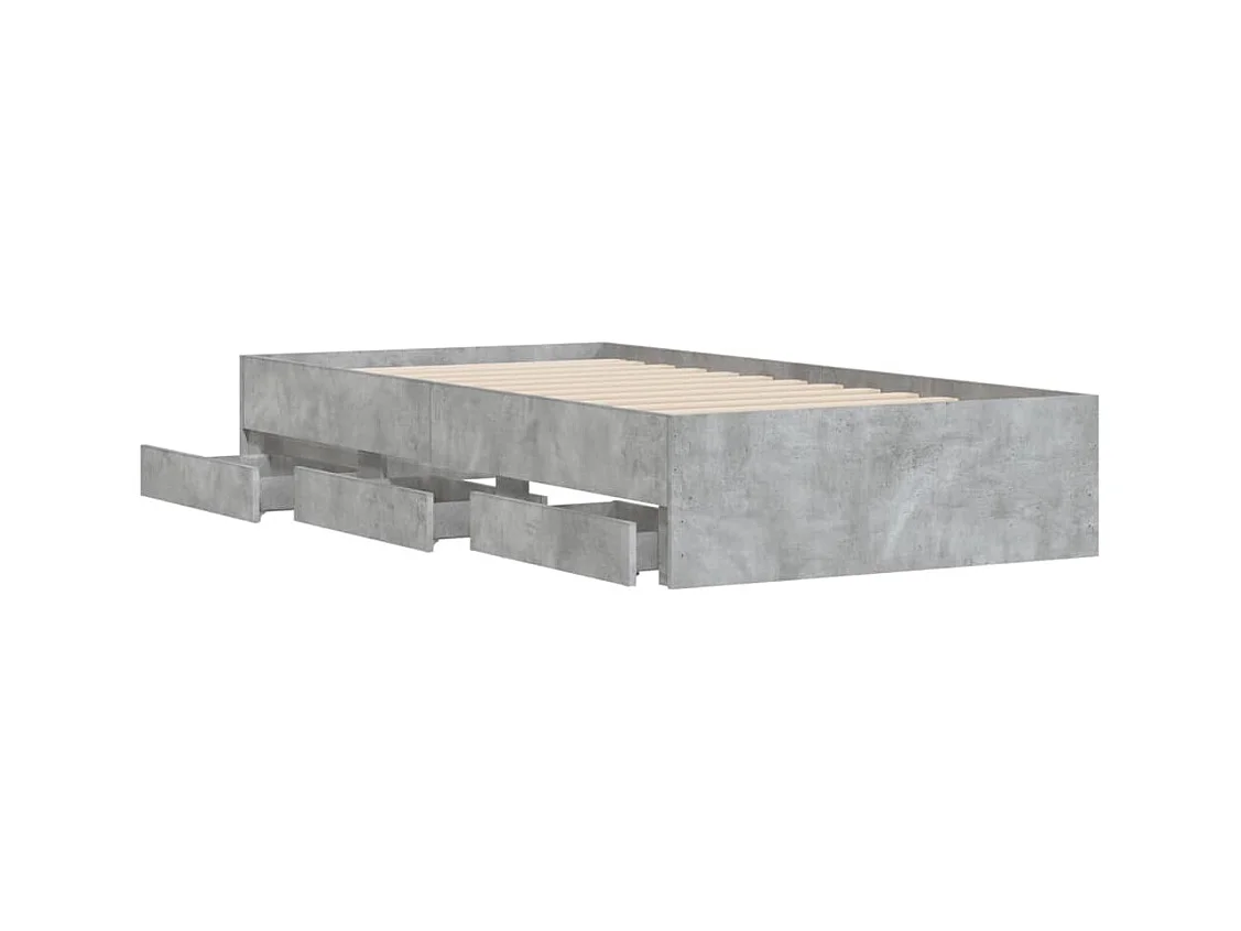 Cama con cajones madera de ingeniería gris hormigón 75x190 cm