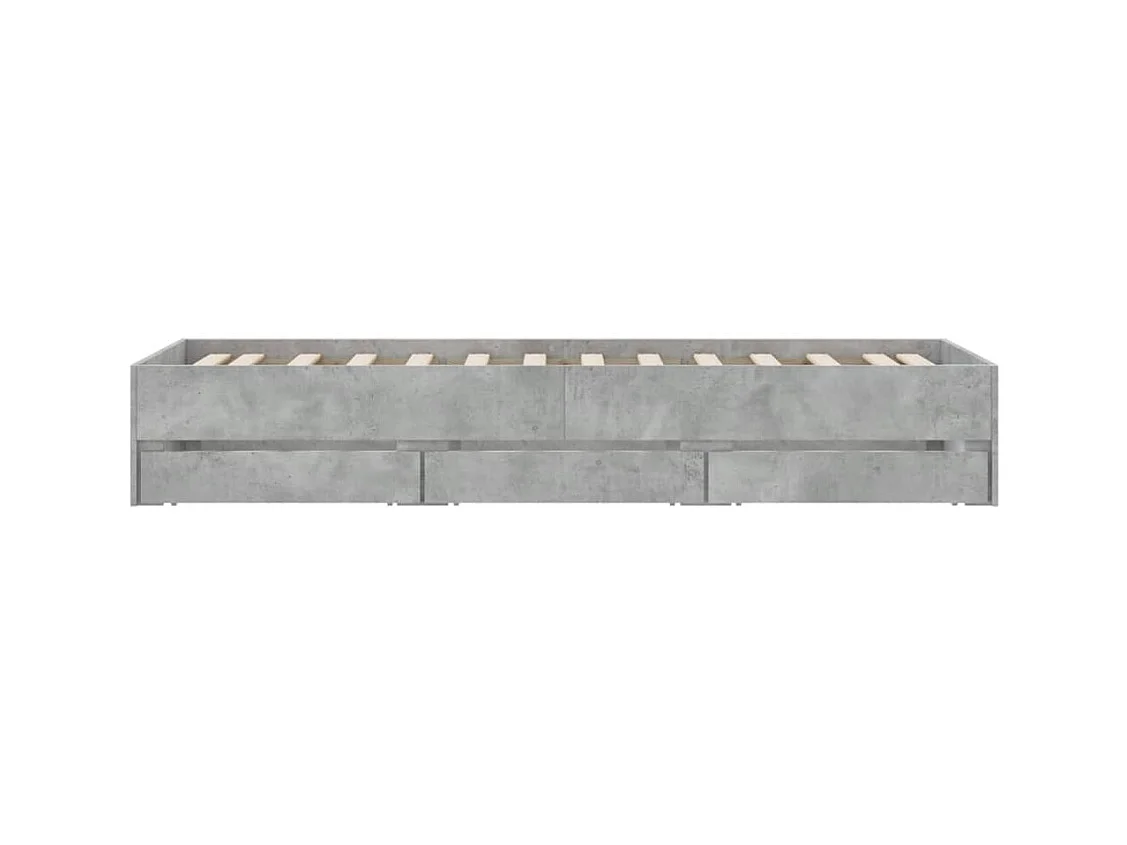 Cama con cajones madera de ingeniería gris hormigón 75x190 cm